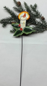 Deko Metall-Kerze weiss, auf Stab